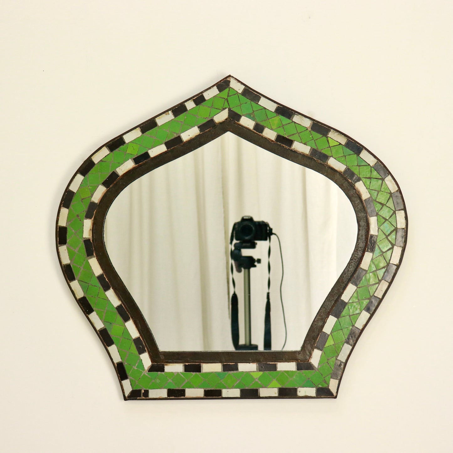 Ceramic Mosaic & Wrought Iron Mirror — Moorish Form
