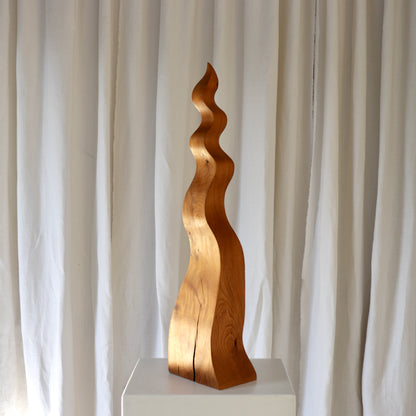 Wavy Carved Elm Sculpture. Europe, late 20th century