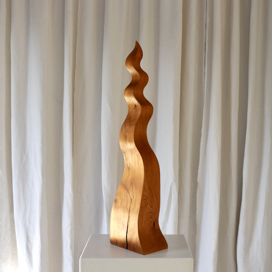 Wavy Carved Elm Sculpture. Europe, late 20th century