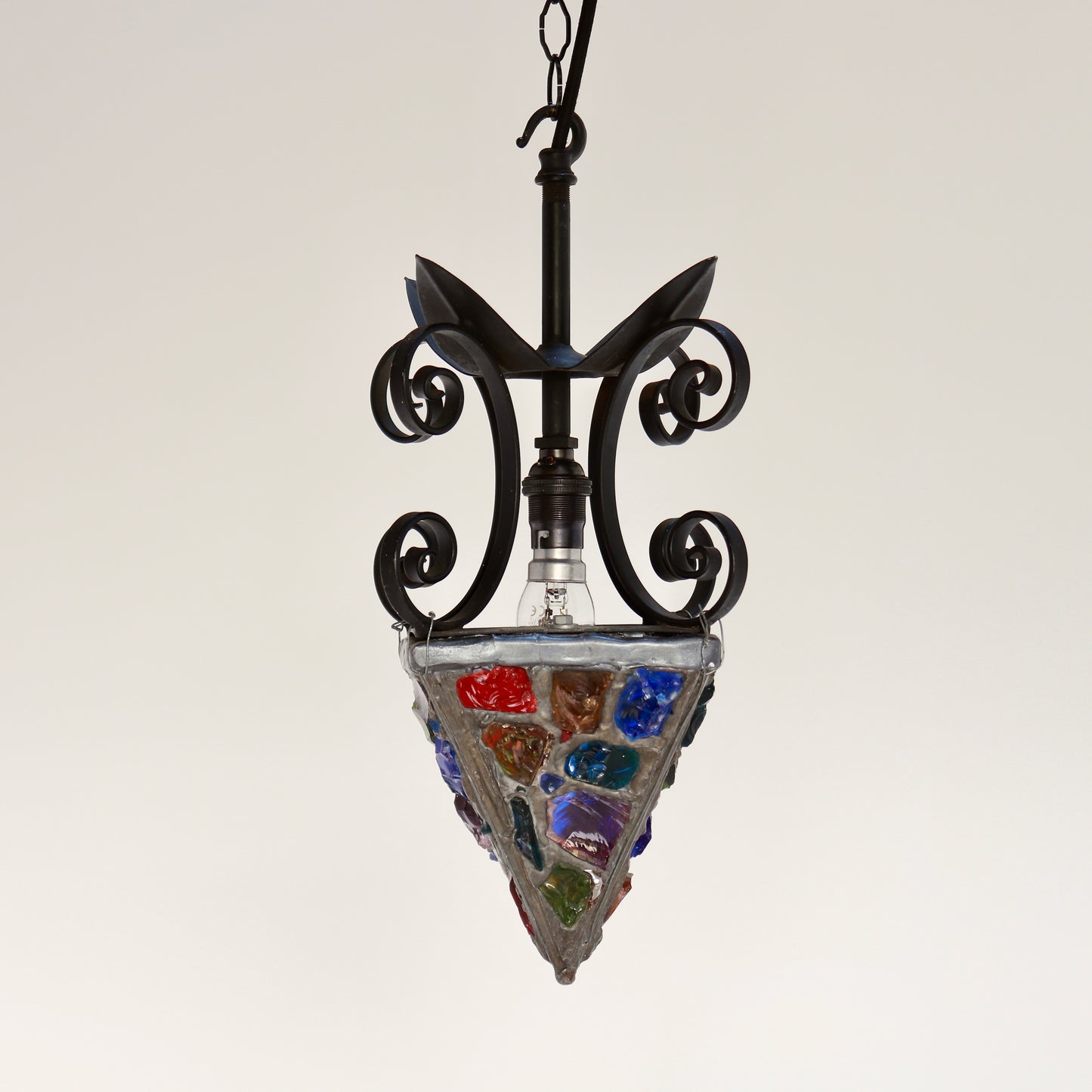 Mid century brutalist glass and lead light fitting
