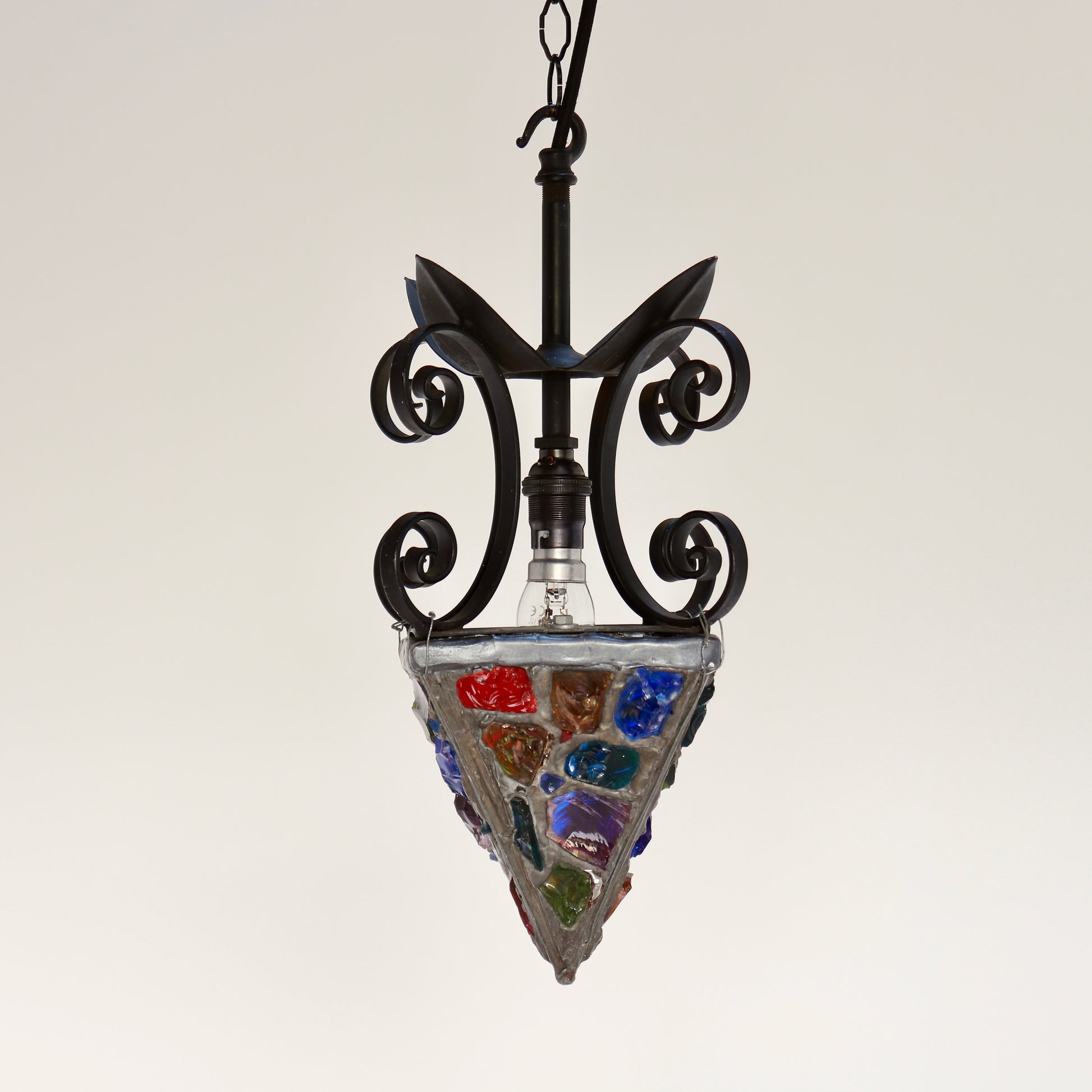 Mid century brutalist glass and lead light fitting