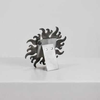 Reverse view showing folding stand on petite tabletop mirror
