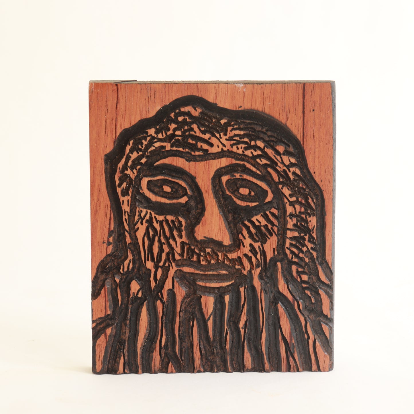 Pyrographic Folk Art Portrait on Wood