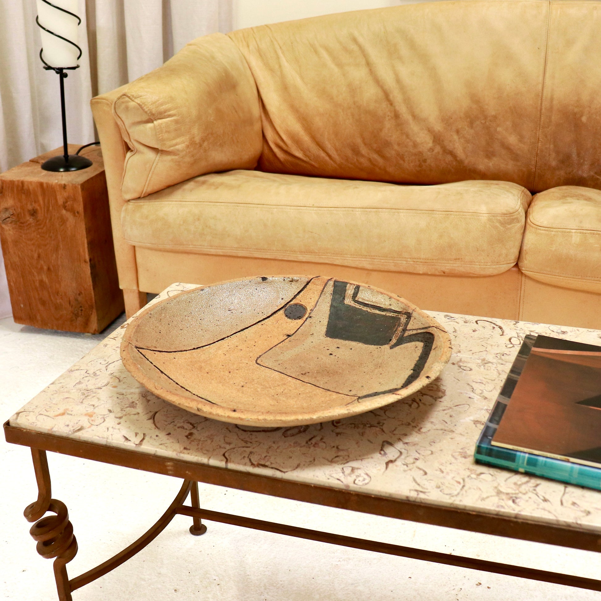 Interior styling with mid-century studio ceramic platter