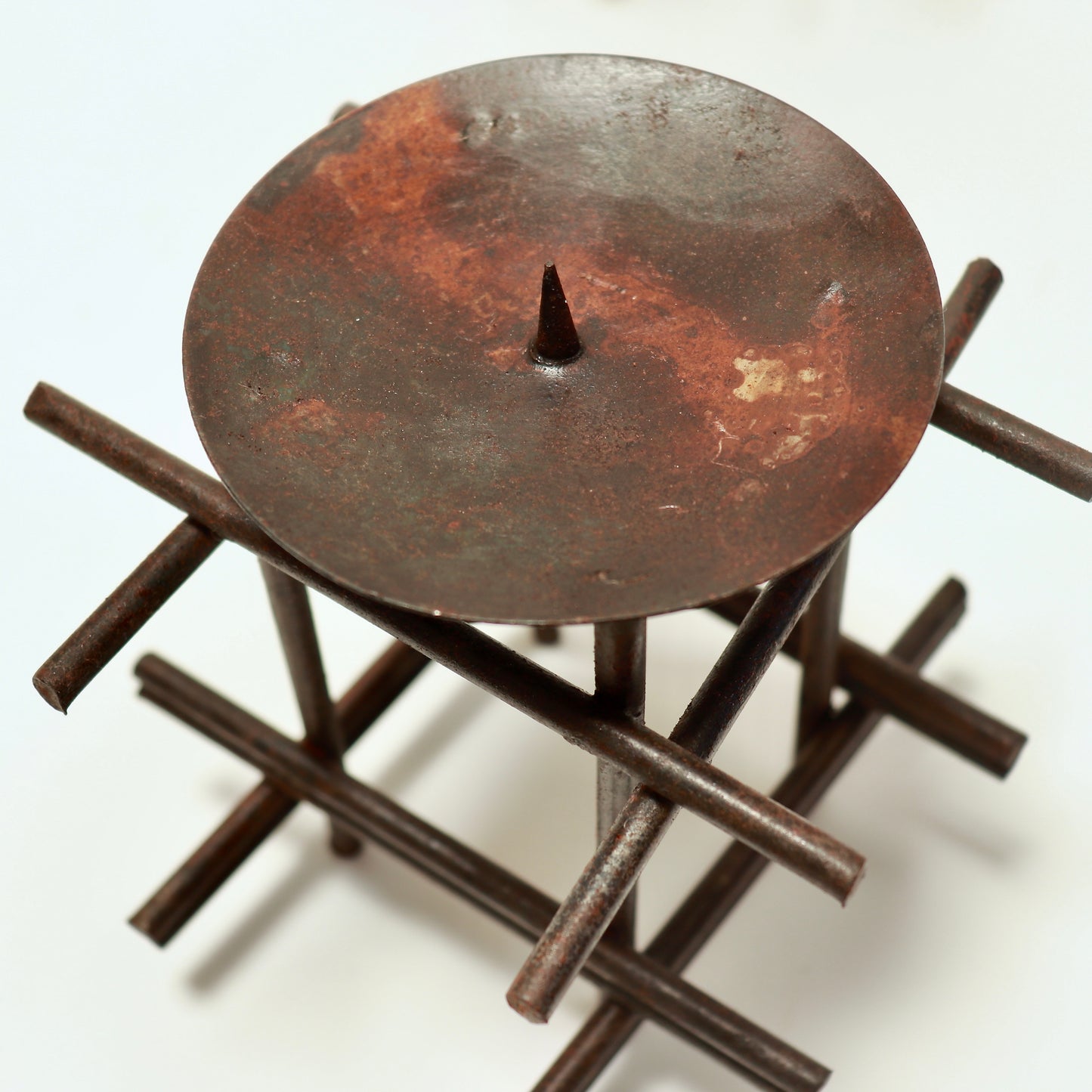 Pair of Brutalist Steel Candlesticks