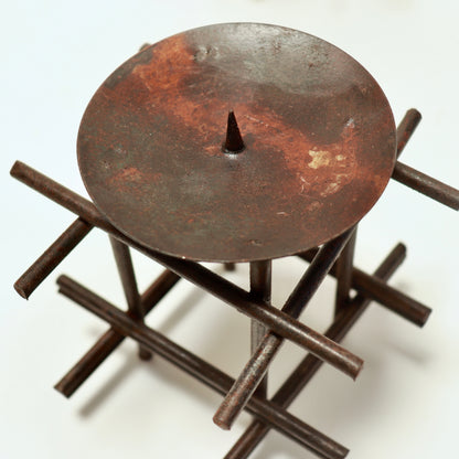 Pair of Brutalist Steel Candlesticks