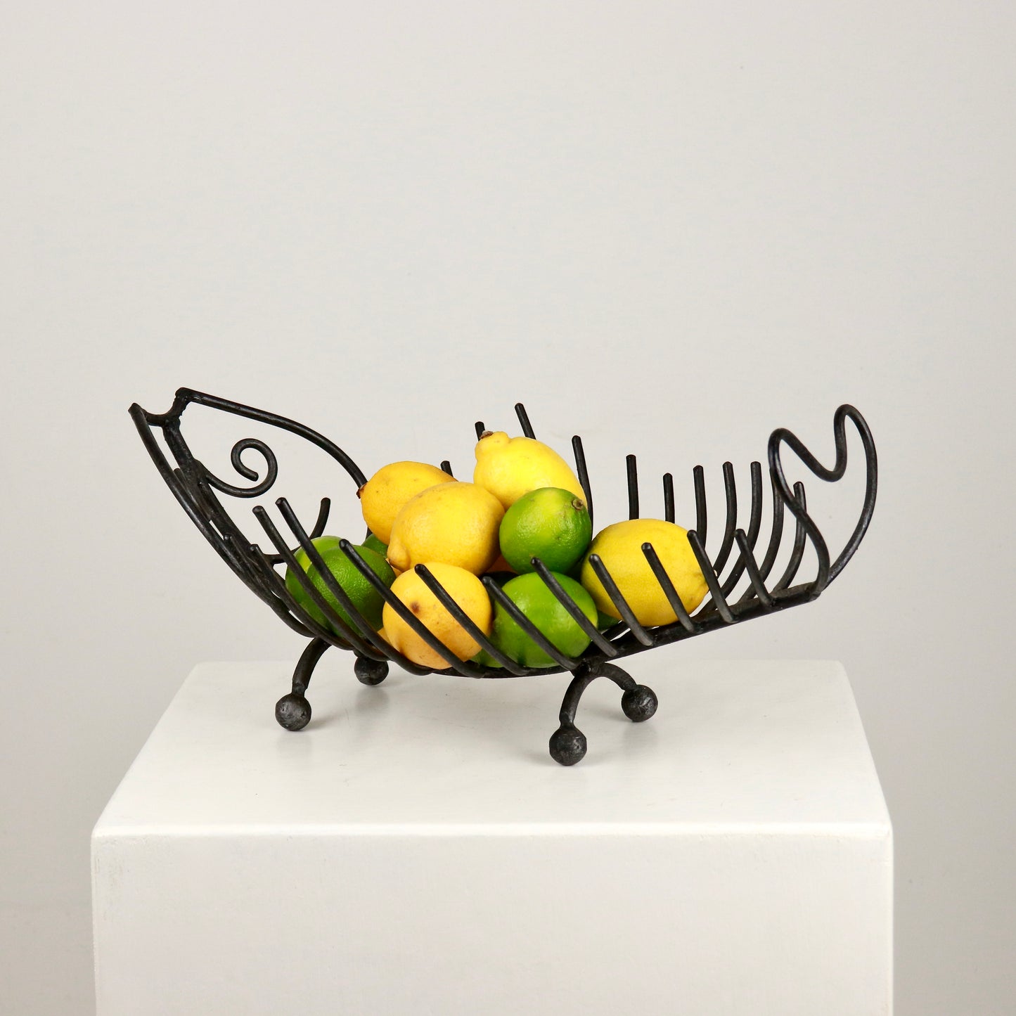 Wrought iron fish skeleton fruit bowl