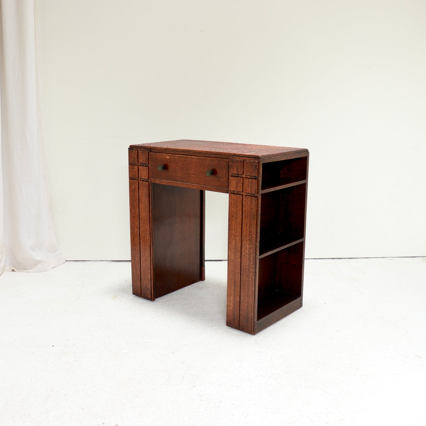 Art Deco desk with open shelving detail