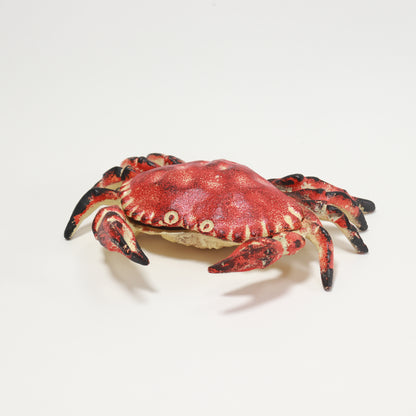 Vintage painted cast iron crab box closed