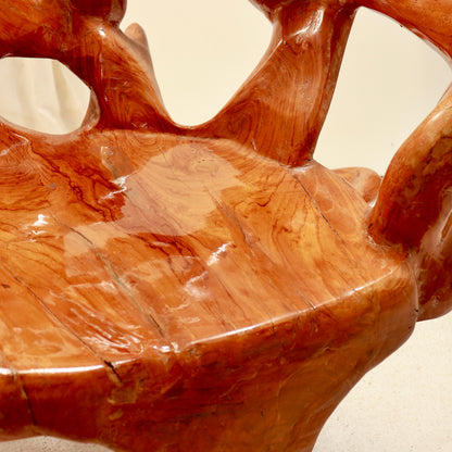 Detail of freeform root wood construction and polished finish
