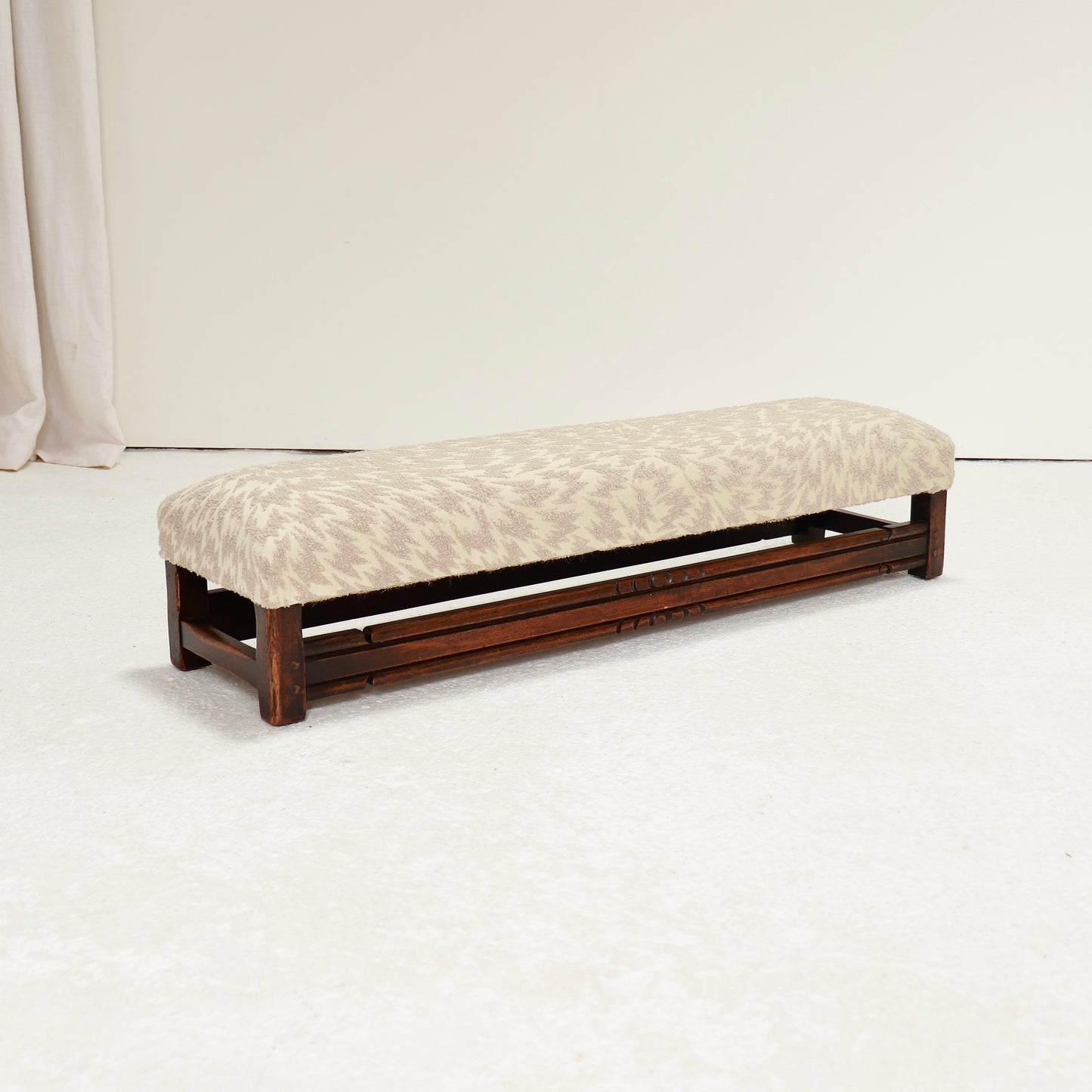 Eley Kishimoto fabric on Arts & Crafts footstool