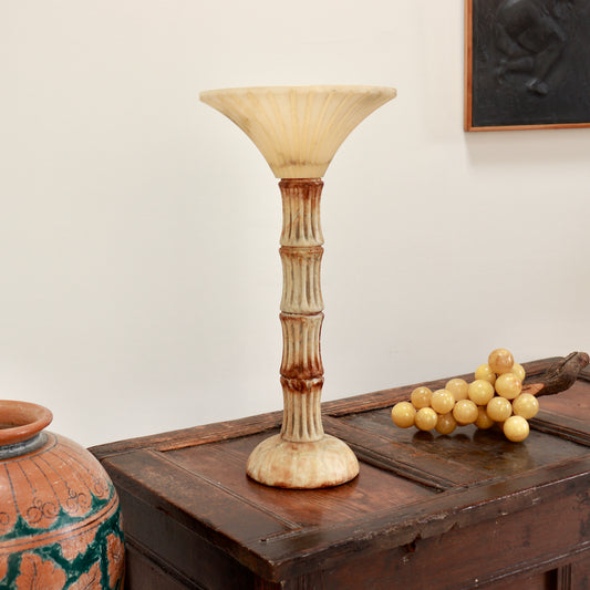 Italian carved alabaster uplighter table lamp.