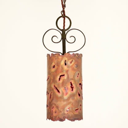 Artisan-Made Copper and Wrought Iron Pendant Light