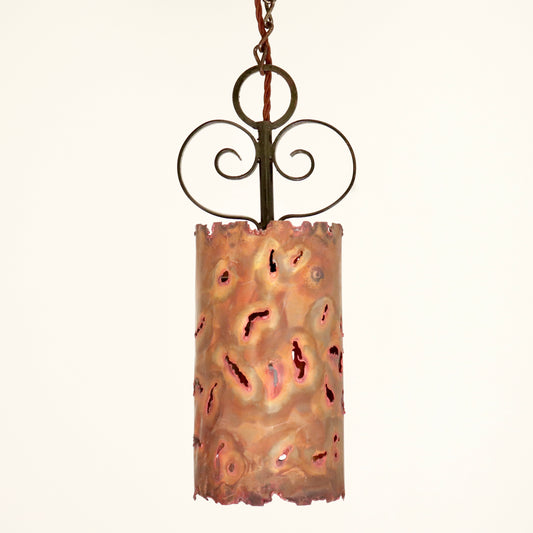 Artisan-Made Copper and Wrought Iron Pendant Light