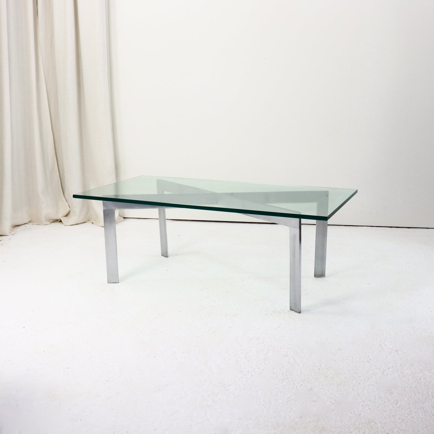 1980s geometric nickel-plated steel coffee table