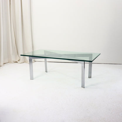 1980s geometric nickel-plated steel coffee table