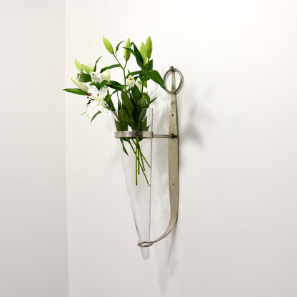Wrought Iron and Glass Wall Sconce Vase