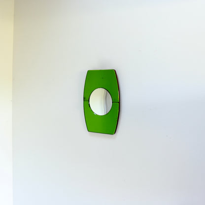 Art Deco Green Glass Convex Mirror