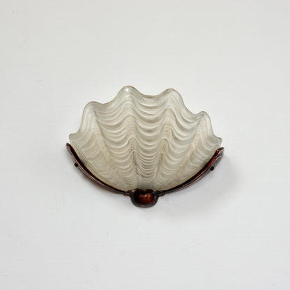 Art Deco glass clam shell wall sconces