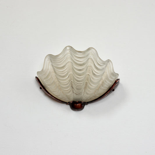 Art Deco glass clam shell wall sconces