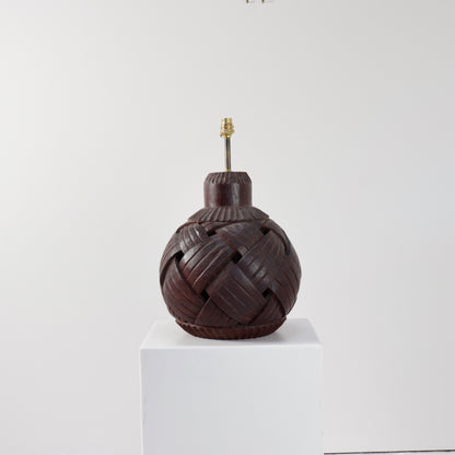 Large Hand-Carved Wooden Lamp