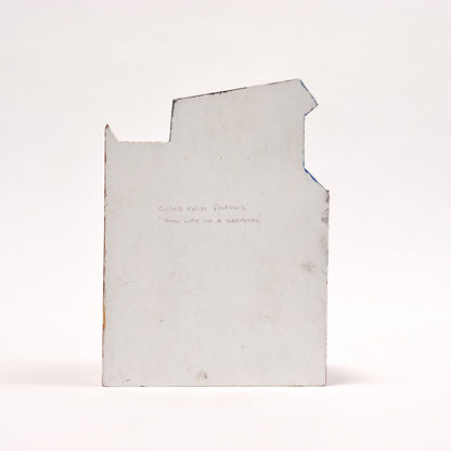 Handwritten note on the back reading copied from Picasso’s Still Life on a Sideboard