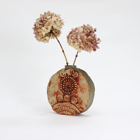 Bernard Rooke studio pottery vase with relief decoration