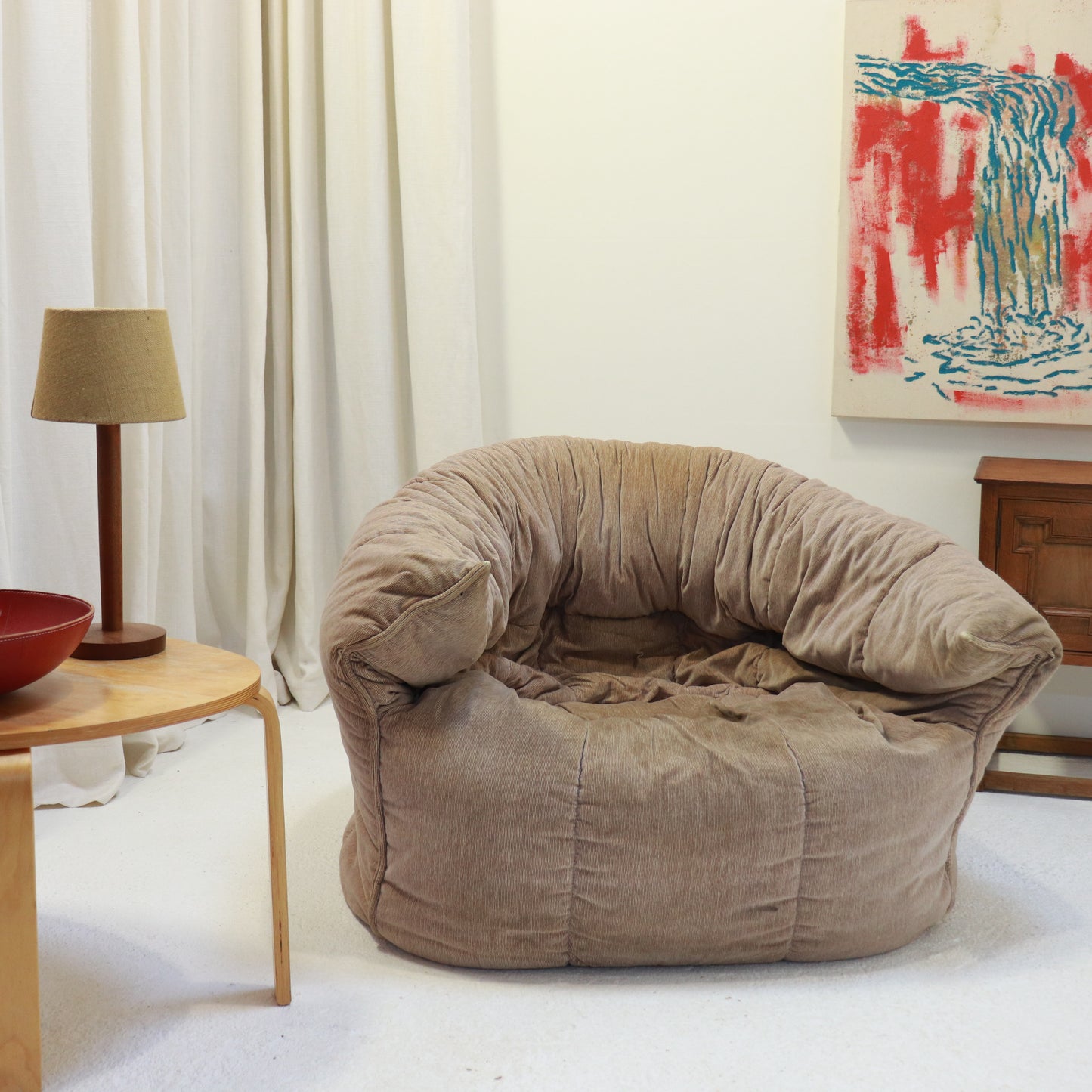 “Brigantin armchair styled in a living room setting.”