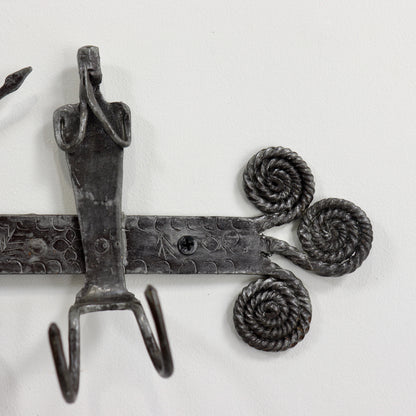 Animated Figural Wrought Iron Coat Rack