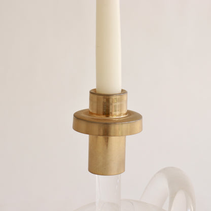 twisted lucite candlestick with brass detail