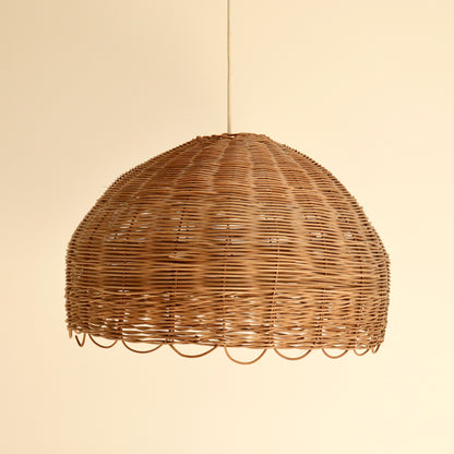 1970s woven rattan lampshade dome form