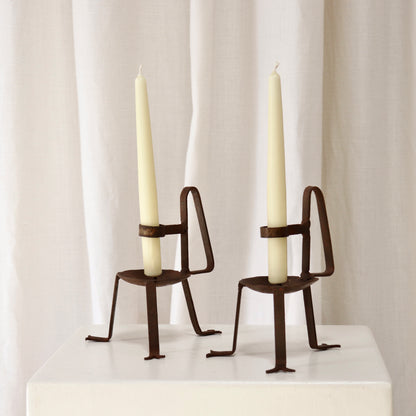 Pair of Vintage French Wrought Iron Candle Holders