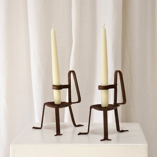 Pair of Vintage French Wrought Iron Candle Holders