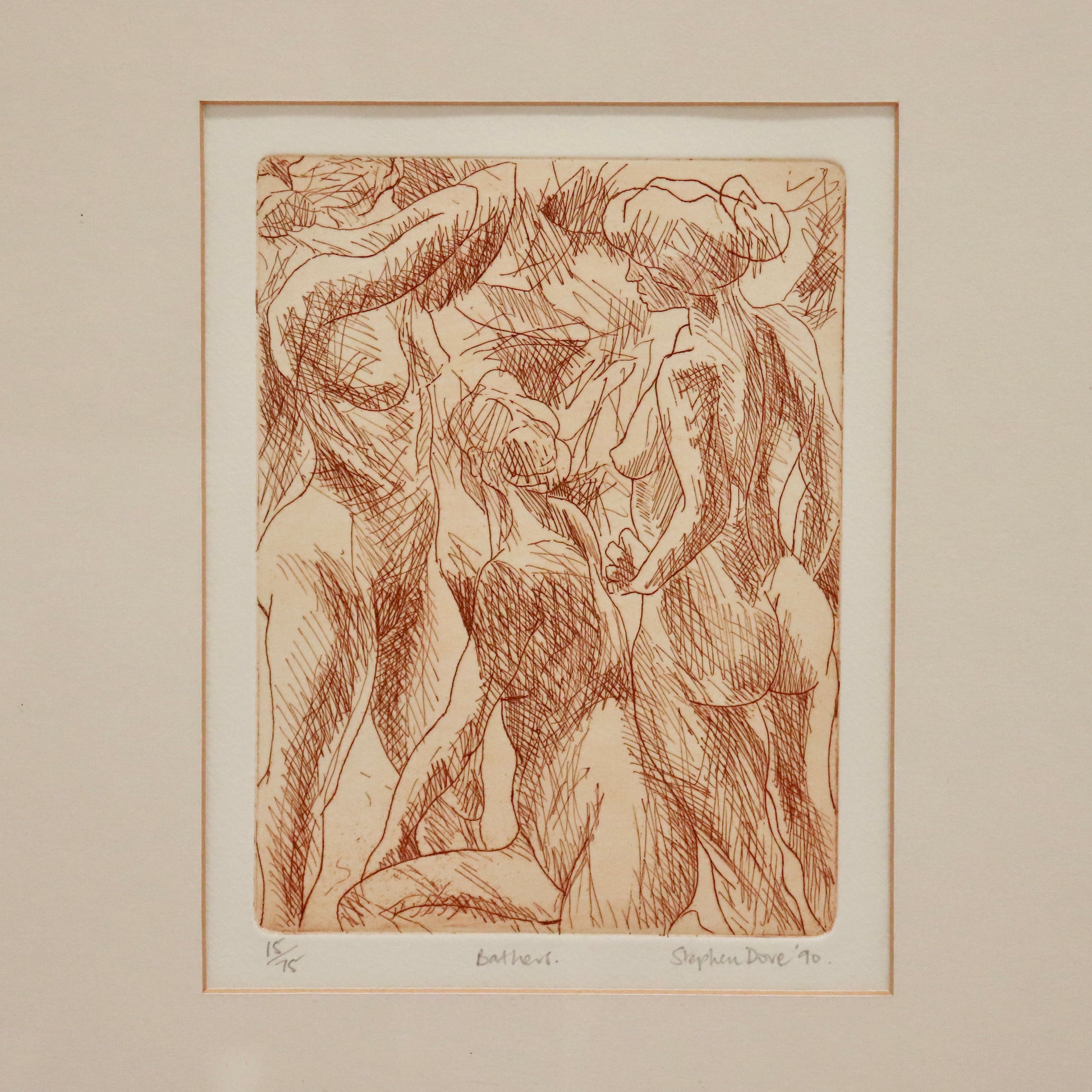 “Detail of figures and cross-hatching in Stephen Dove’s Bathers.”