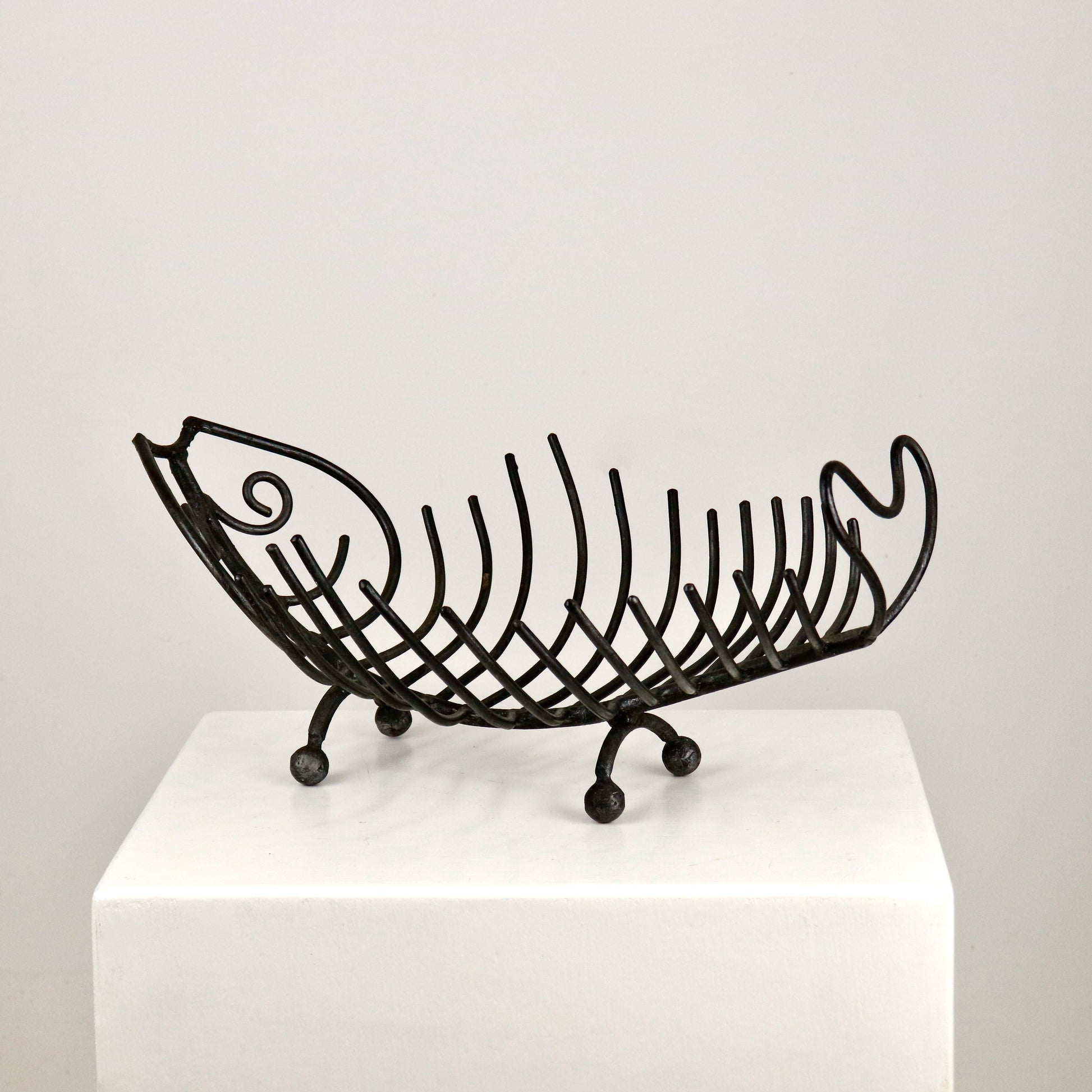 Sculptural iron fish bone bowl centrepiece