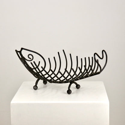 Sculptural iron fish bone bowl centrepiece