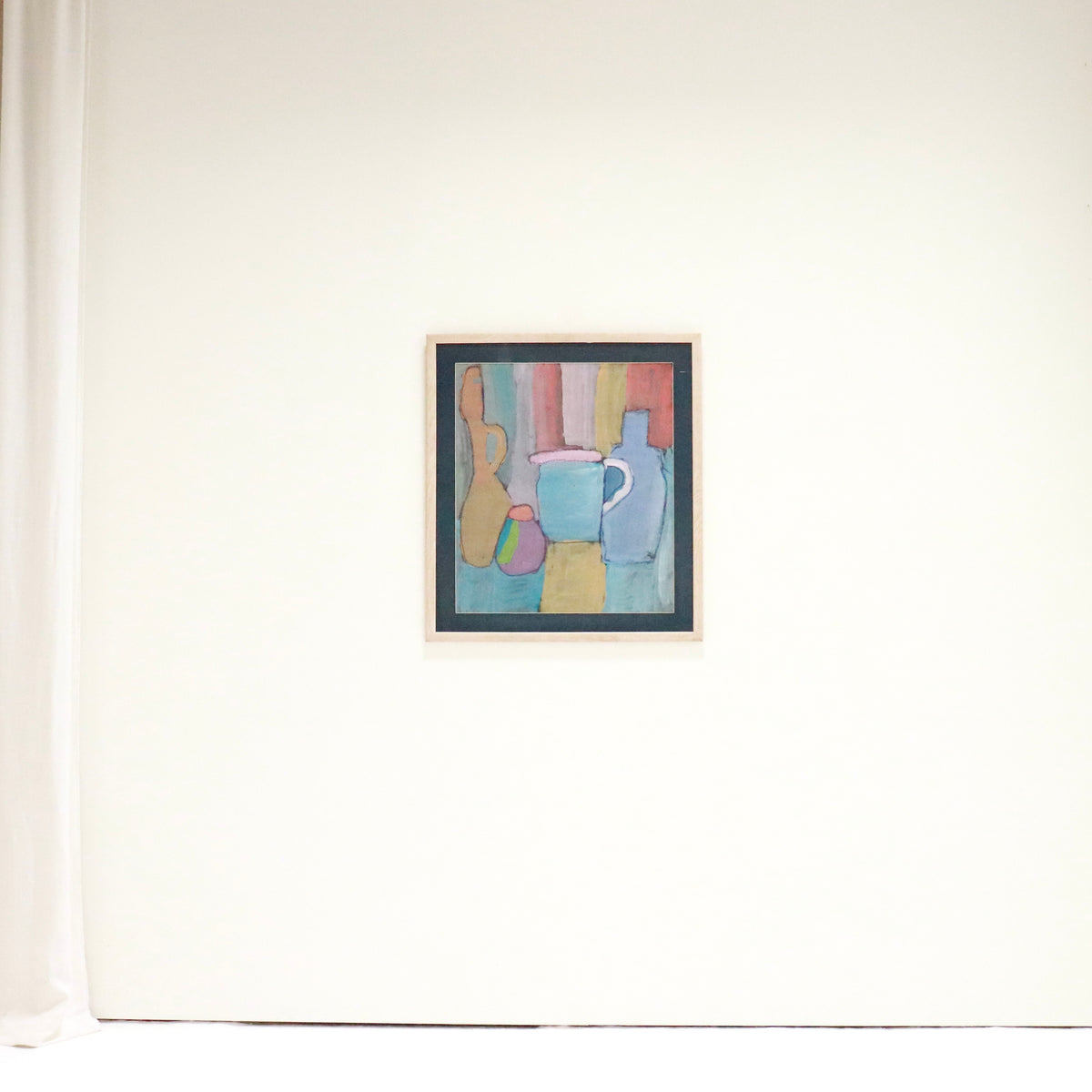 Colourful framed still life painting in gouache
