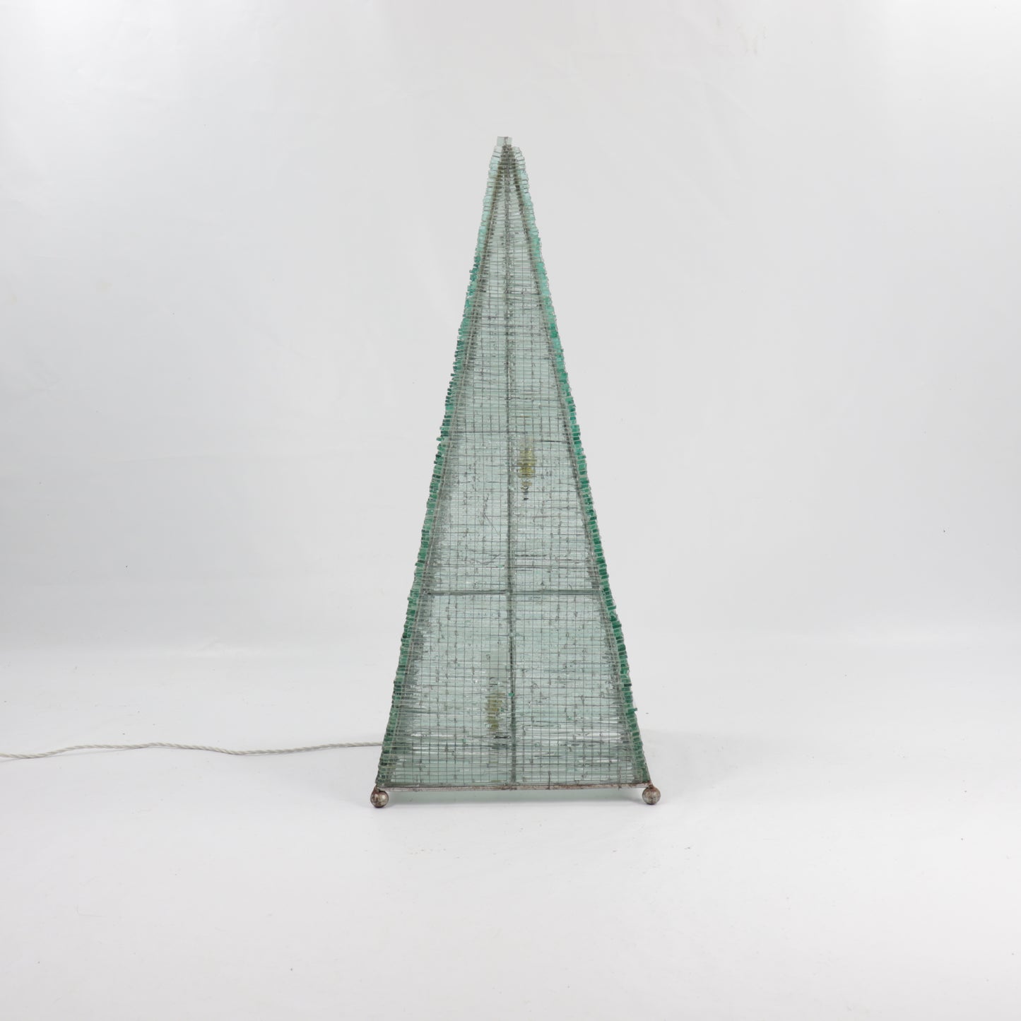 Large Postmodern Glass Pyramid Lamp