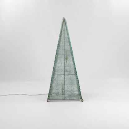 Large Postmodern Glass Pyramid Lamp