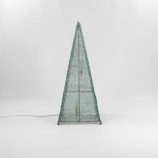 Large Postmodern Glass Pyramid Lamp
