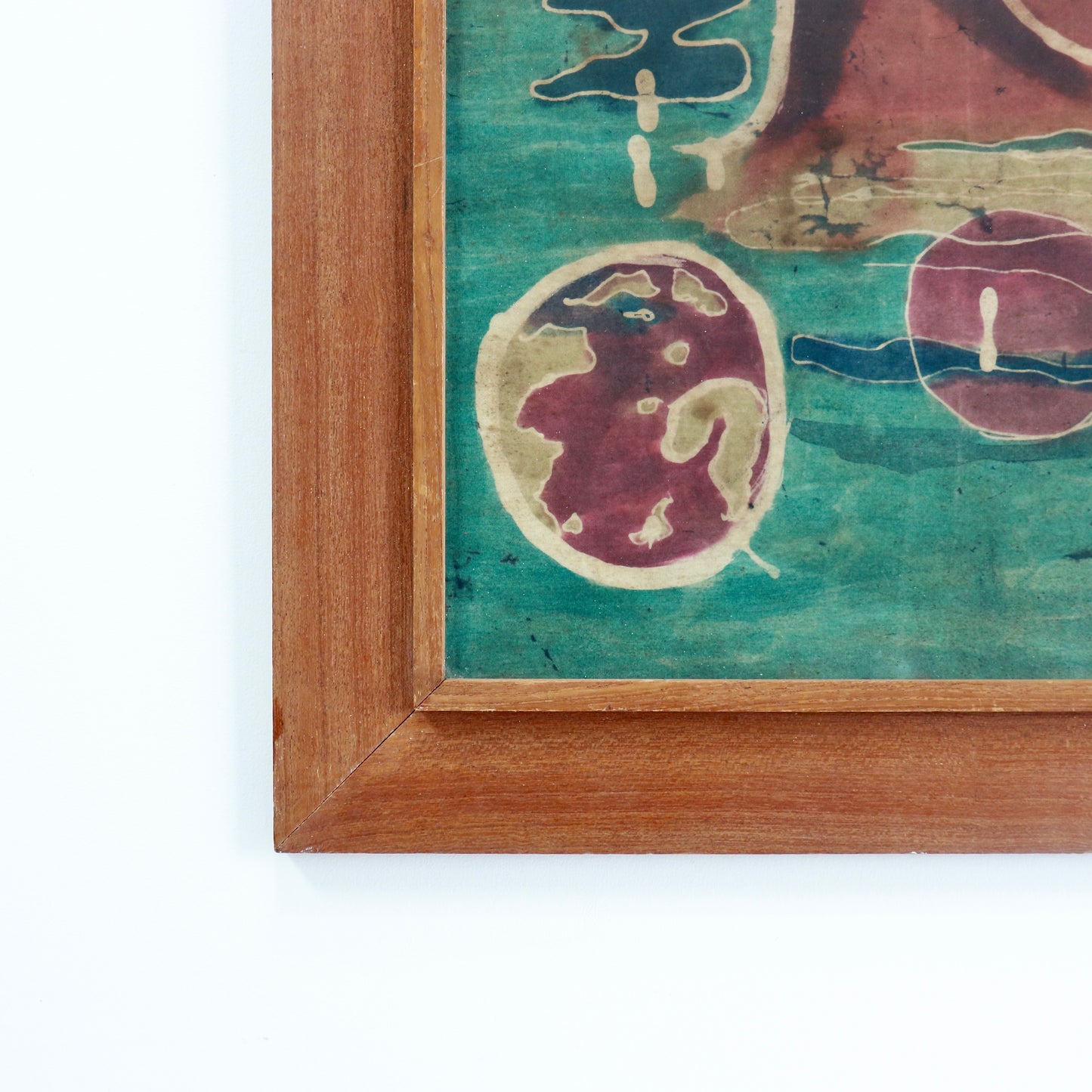 Close-up of abstract shapes in vintage batik painting