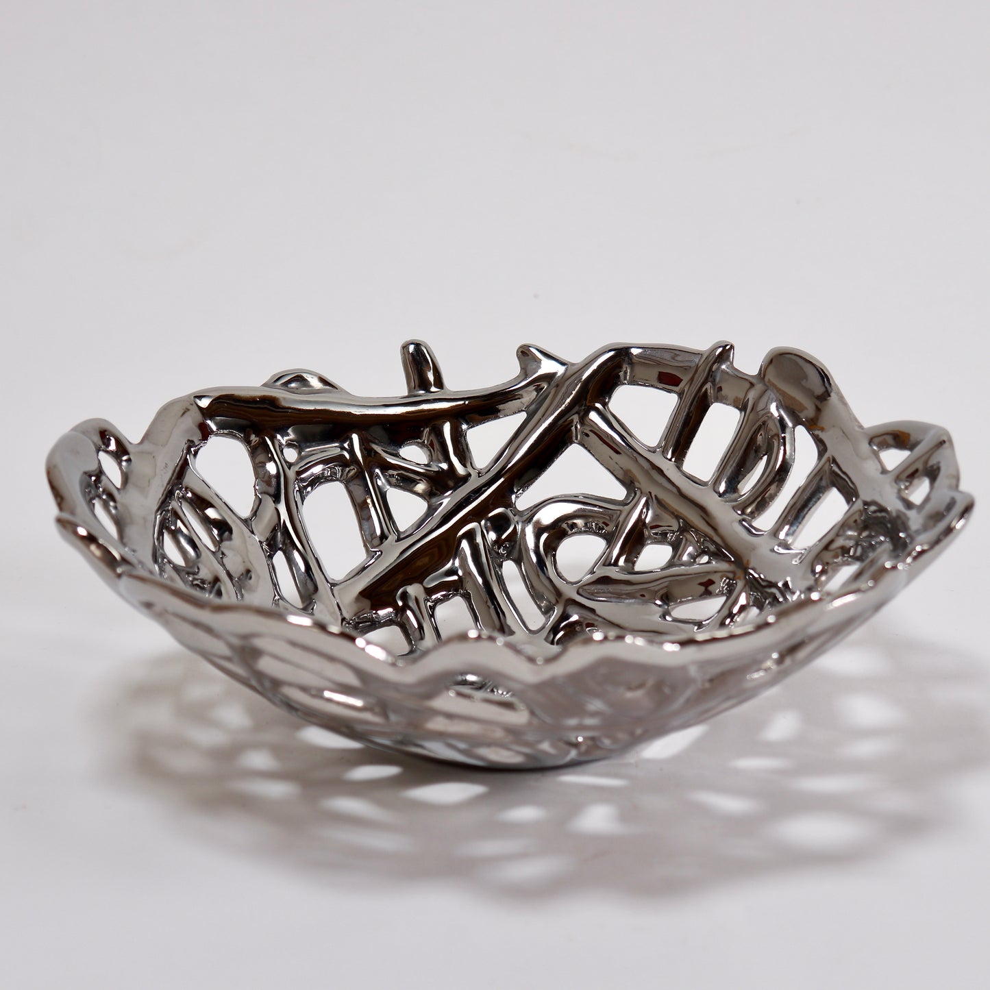 Postmodern chrome ceramic centrepiece bowl