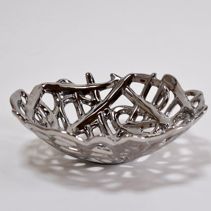 Postmodern chrome ceramic centrepiece bowl