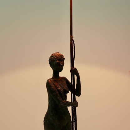 Figural Floor Lamp in Bronzed & Patinated Plaster