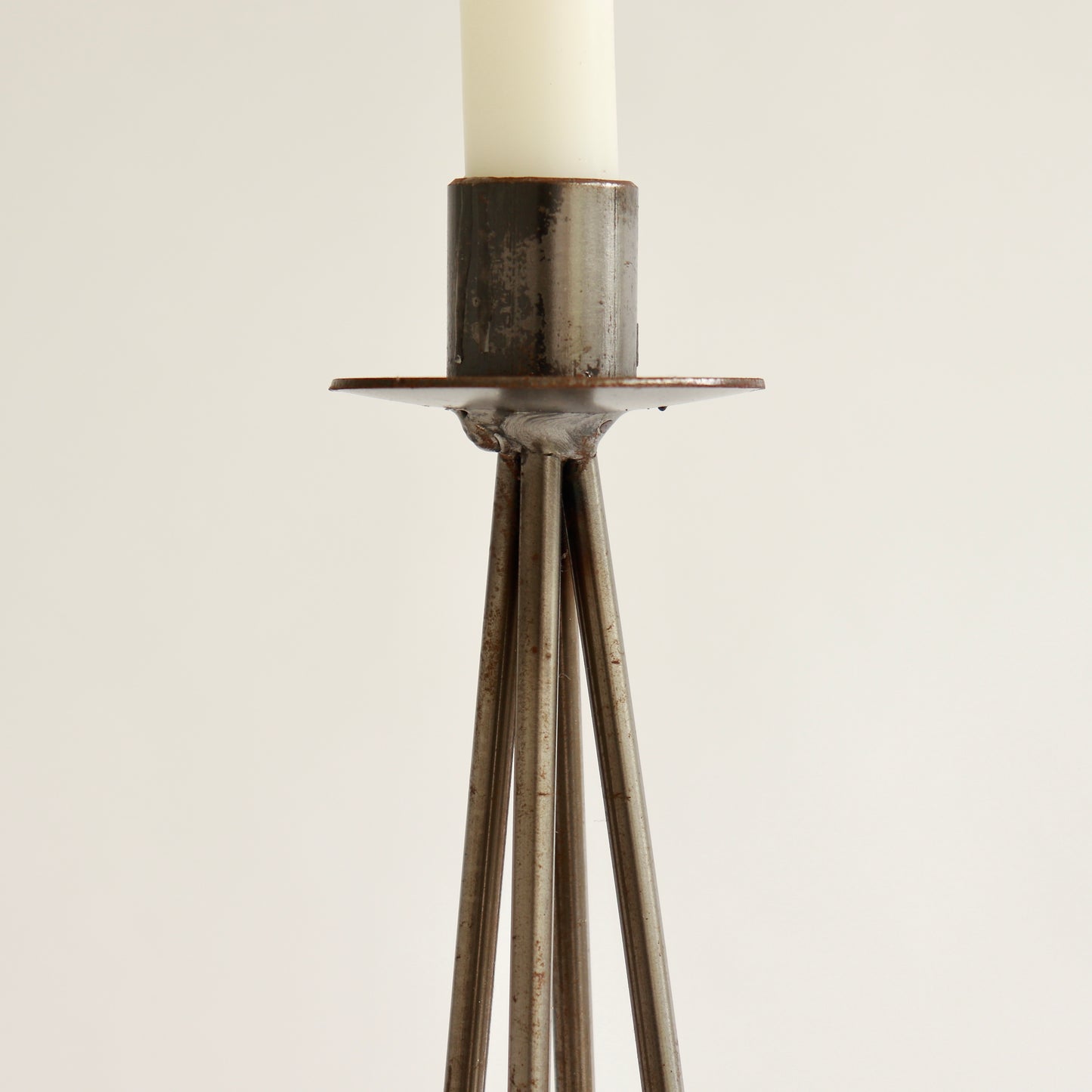 Brutalist Steel & Stone Candle Holders (Pair)