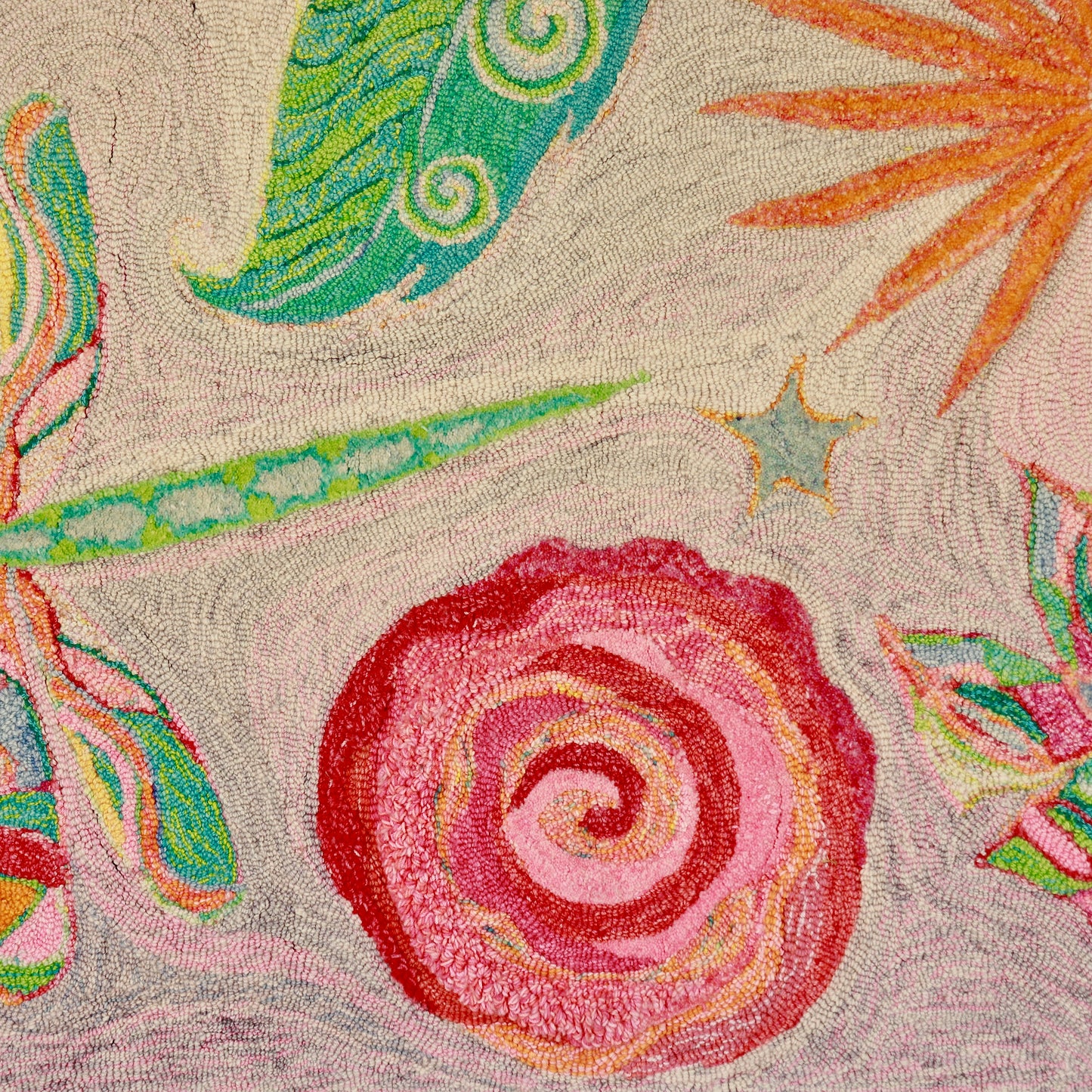 Colourful abstract tapestry featuring dragonflies and sun motif