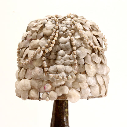 Ceramic Folk Lamp with French shell shade