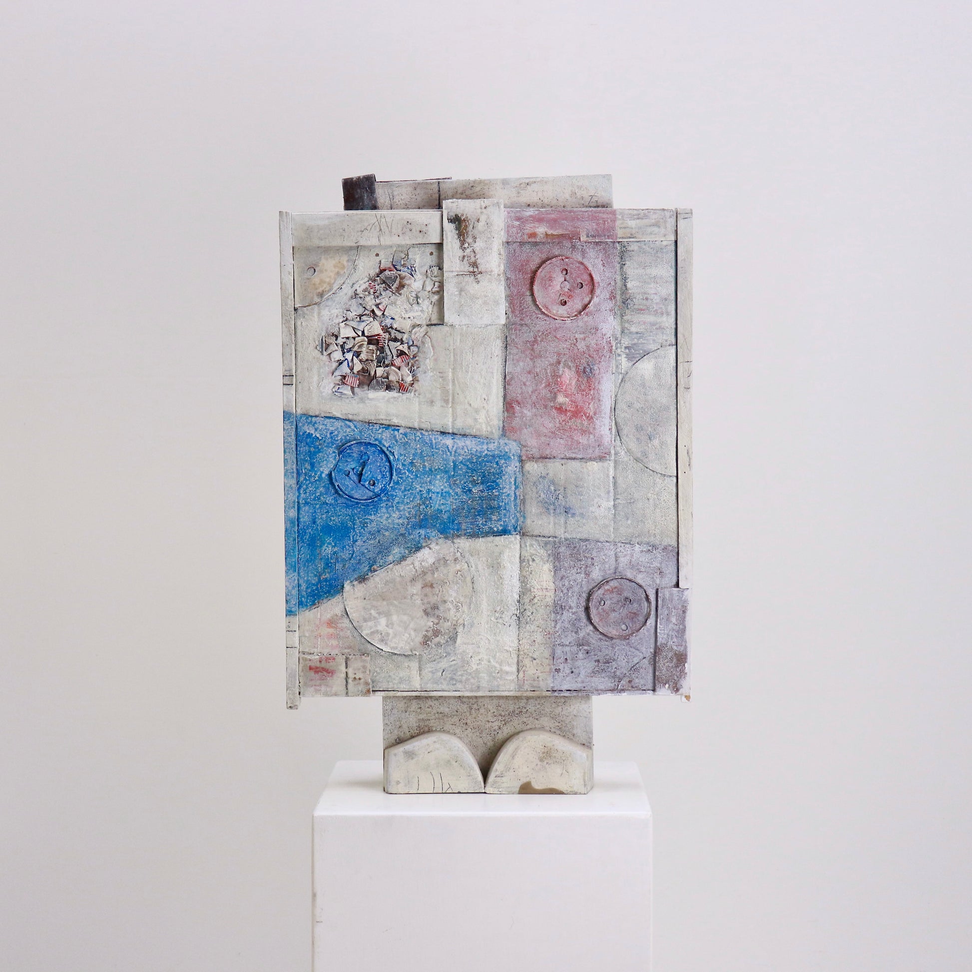 Frontal view of Peter McClure layered wood artwork