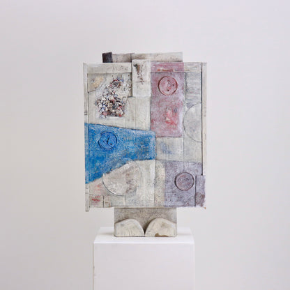 Frontal view of Peter McClure layered wood artwork