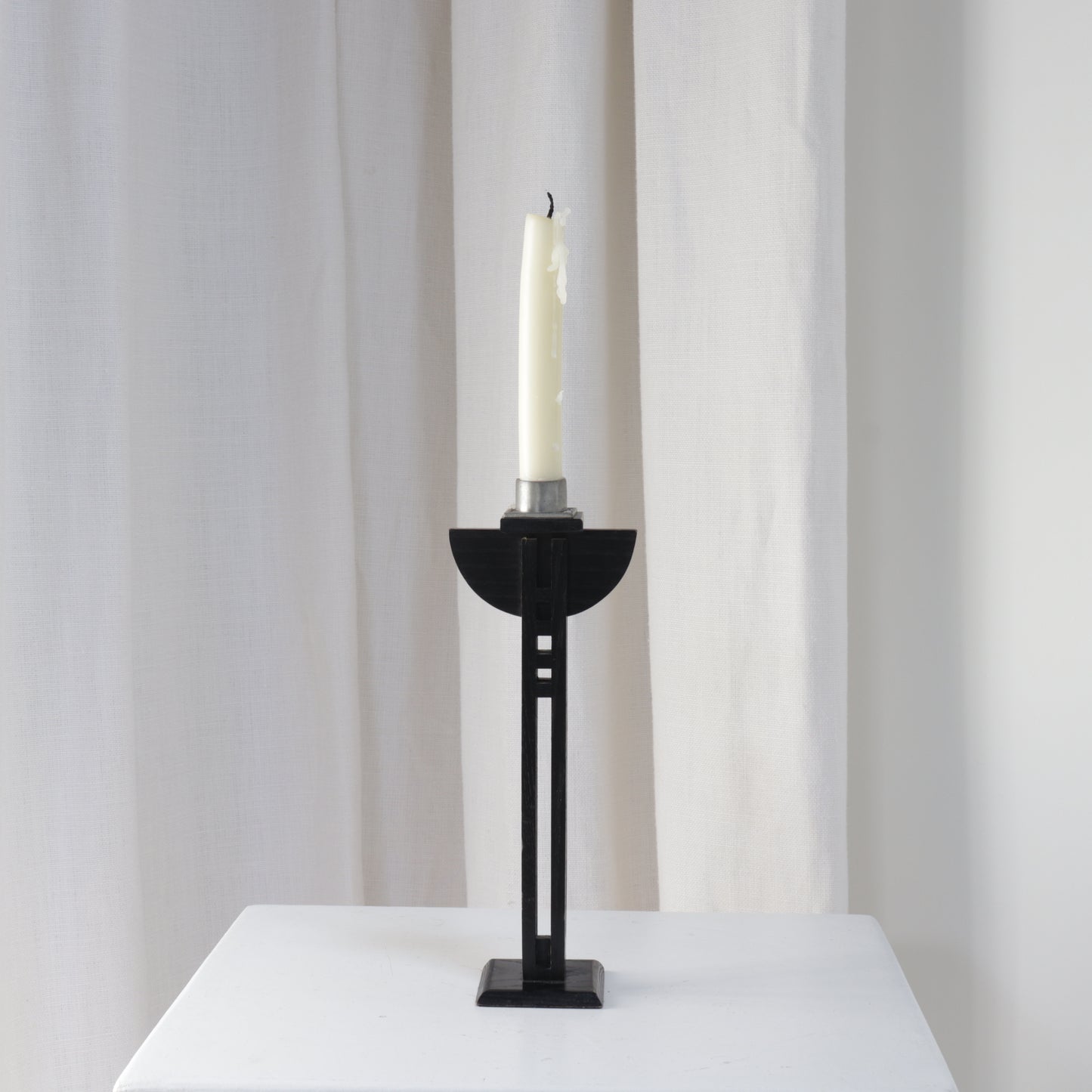 Ebonised Oak Candlestick with Mackintosh Influence